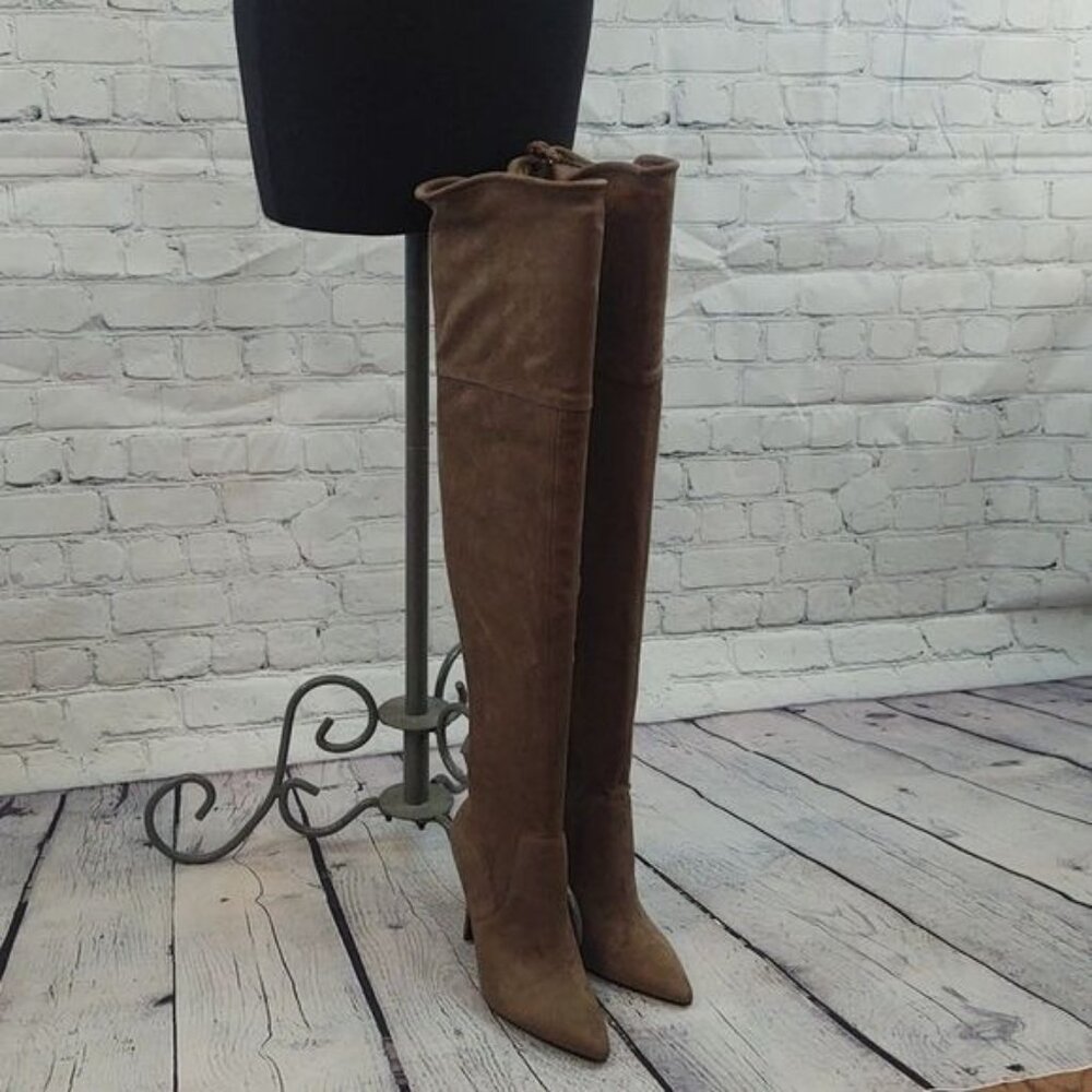 Aldo Size 9 Asteille Over-the-Knee Suede Boots - Taupe